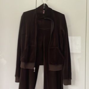 JUICY COUTURE Brown Velvet 2 Piece Jacket & Pants Sz-Medium/Jacket, Large/Pants